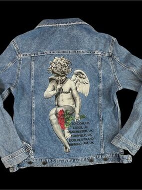 H&M Young Thug Blue Denim Jacket with Cherub and Red Rose Back Art & Tour dates